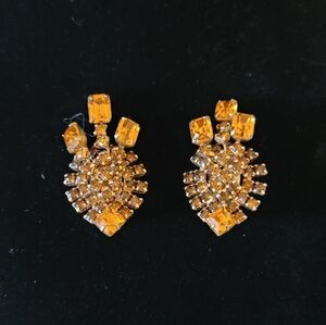 Topaz colored clip on earrings